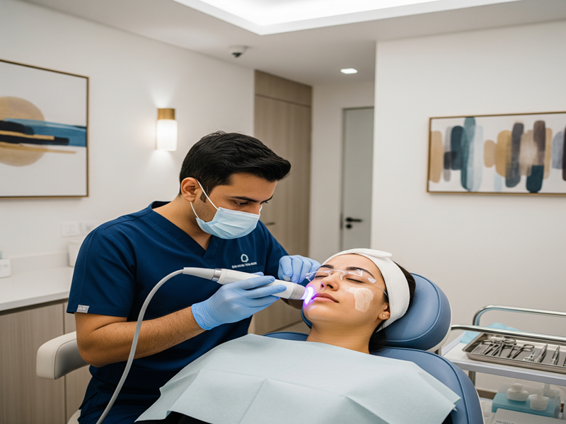 Expert cosmetic surgeon performing advanced skin treatment for natural youthful radiance