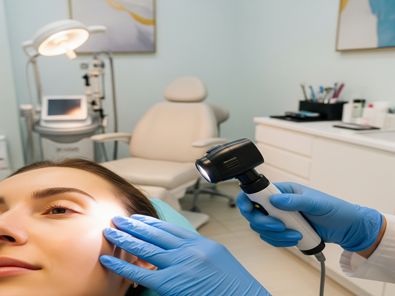 A cosmetic surgeon carrying out a precision skin enhancement procedure for natural glow.